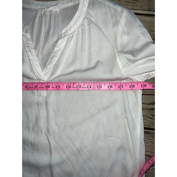 Beachlunchlounge white 100% rayon blouse v-neck pullover made in India size S - Picture 6 of 7